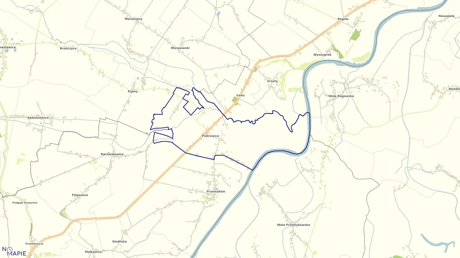 Mapa obrębu Piotrowice w gminie Koszyce