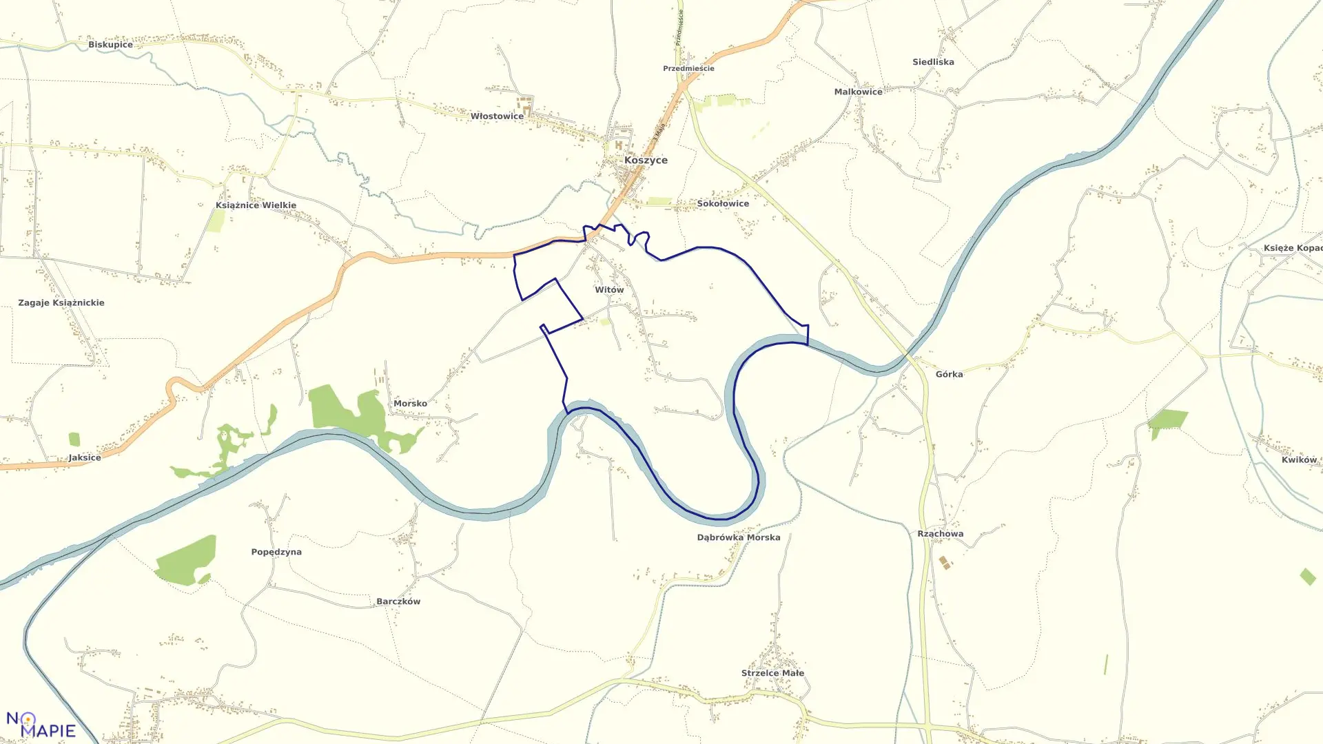 Mapa obrębu Witów w gminie Koszyce